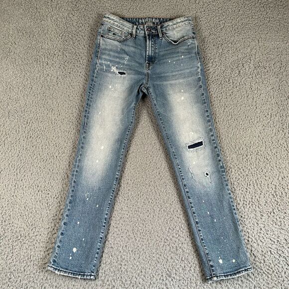 Denham Heidi High Rise Straight‎ Jeans Women's 27x28 Blue Medium Wash Distressed - Picture 1 of 14